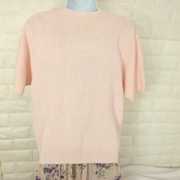 Vintage 90s 2-pc Set Floral Tank Dress & Cardigan Sweater Knit Blush Pink M/L - Picture 15 of 16